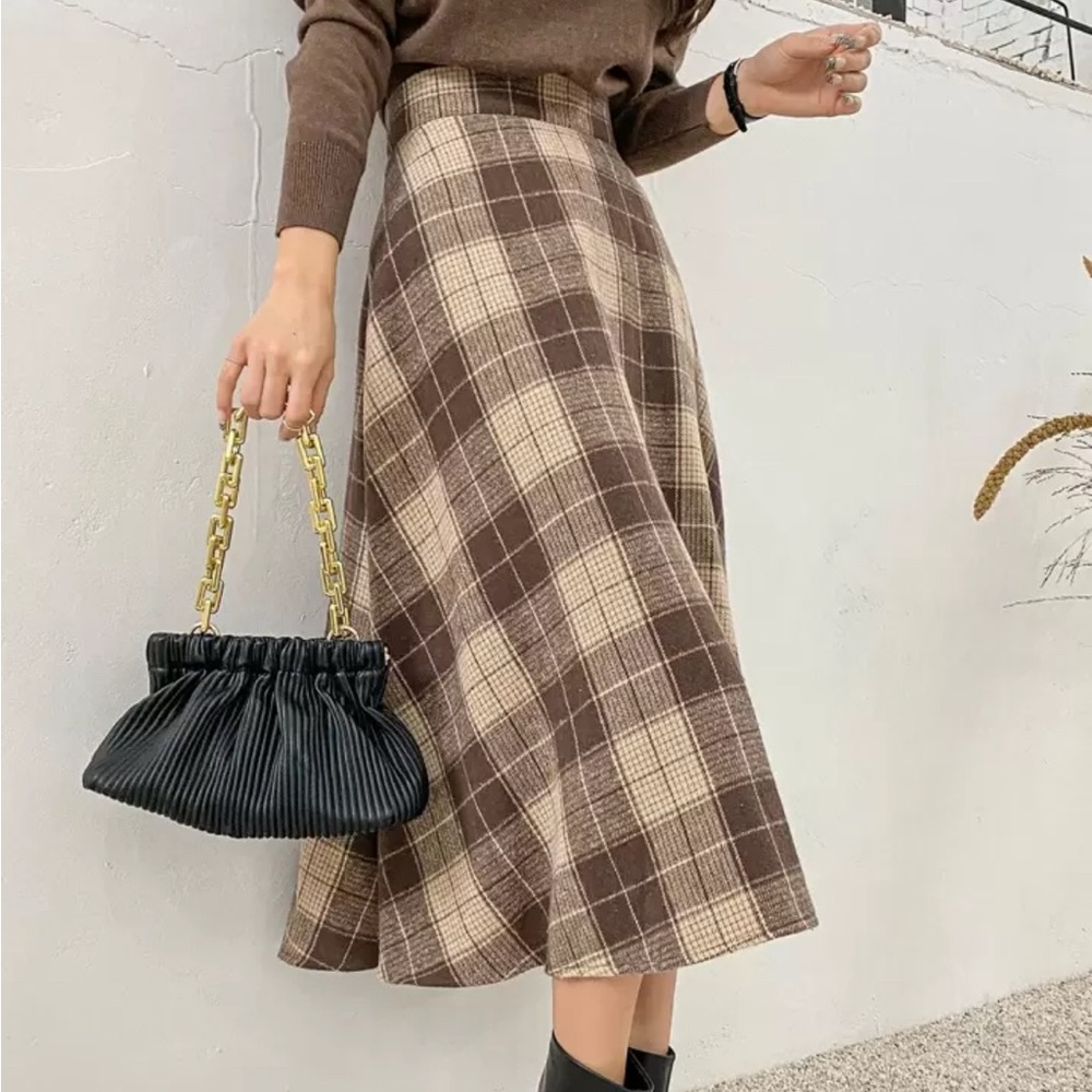 High Waits Plaid A-line Skirt